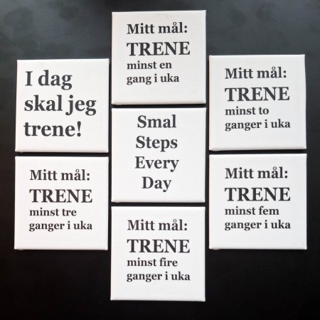 Pakke med syv stk. - 50 x 50 mm kjøleskapsmagnet